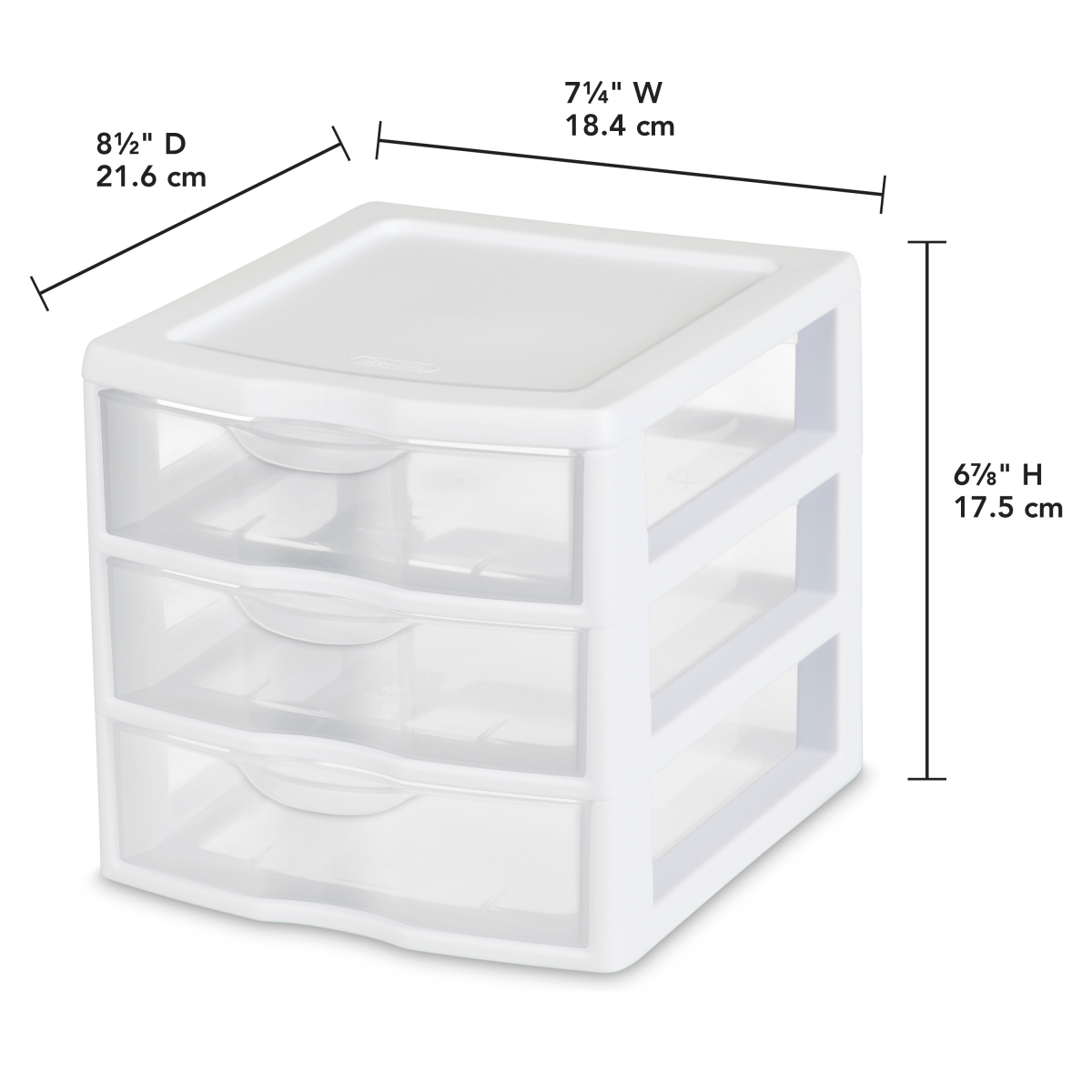 slide 9 of 9, Sterilite Small White 3 Drawer Storage Unit, 8.5 in x 7.25 in x 6.9 in