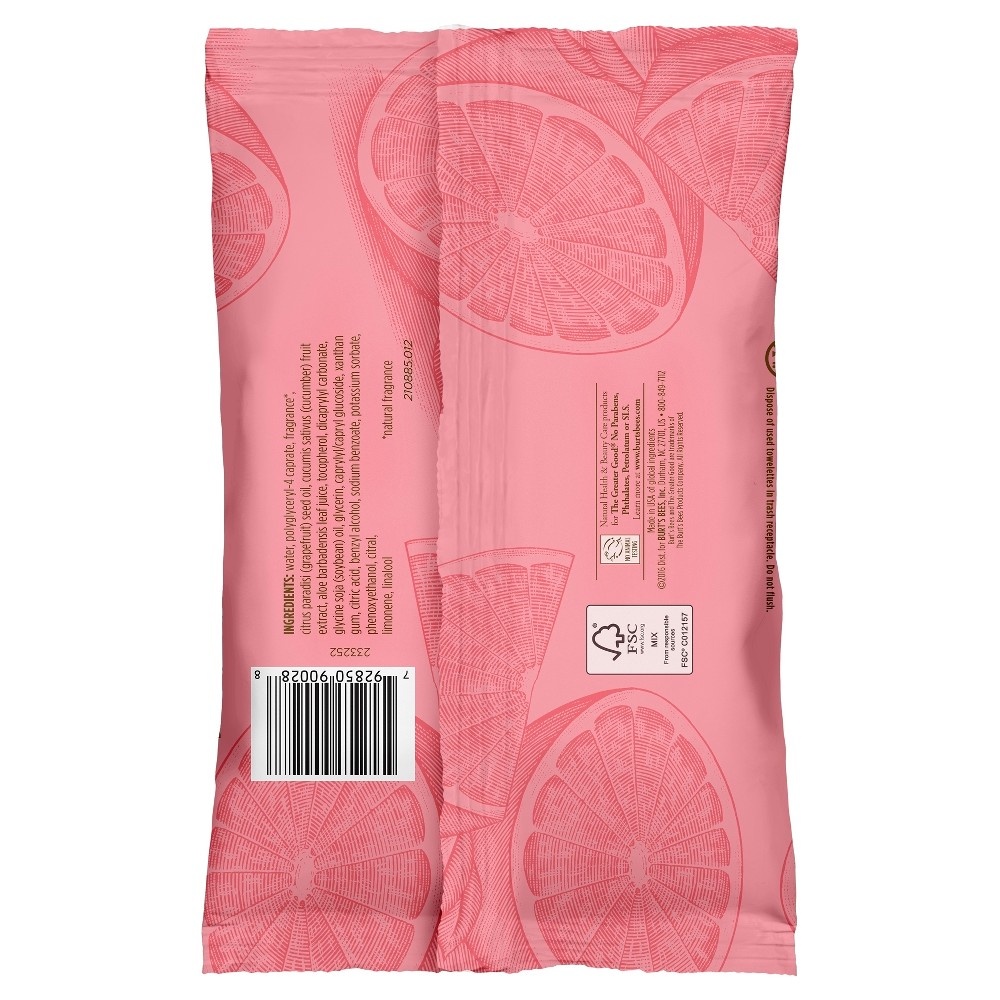 slide 2 of 2, Burt's Bees Pink Grapefruit Facial Cleansing Towelettes, 10 ct