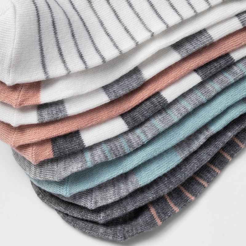 slide 3 of 3, Women's Striped 10pk Low Cut Socks - Xhilaration™ Assorted Colors 4-10, 10 ct