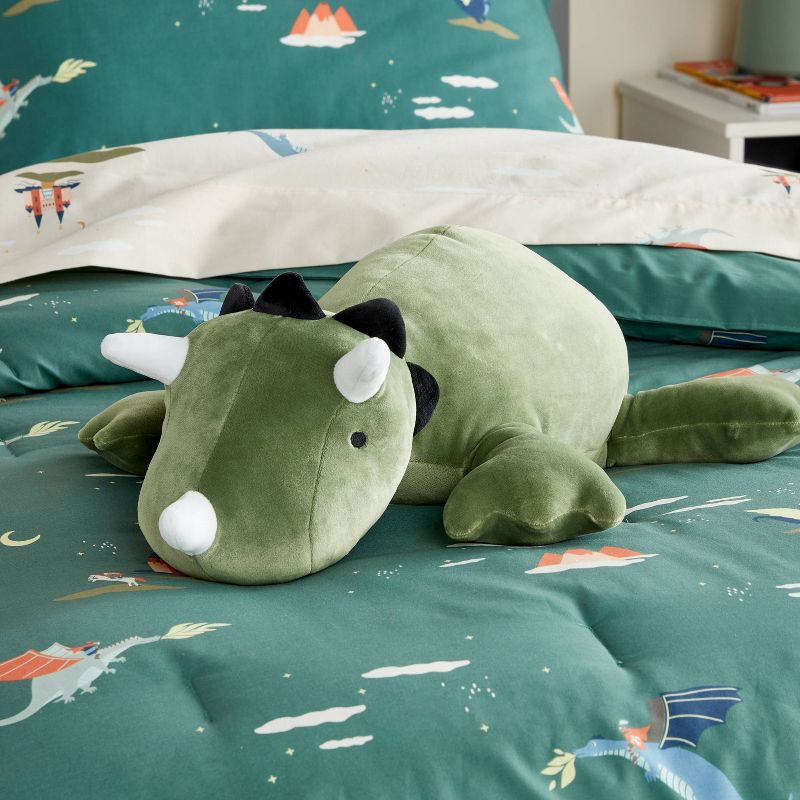 slide 2 of 6, Dinosaur Weighted Plush Kids' Throw Pillow Green - Pillowfort™, 1 ct