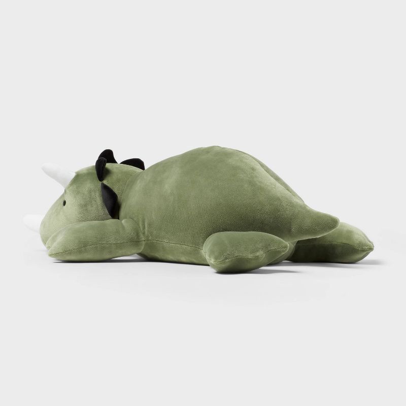 slide 3 of 6, Dinosaur Weighted Plush Kids' Throw Pillow Green - Pillowfort™, 1 ct
