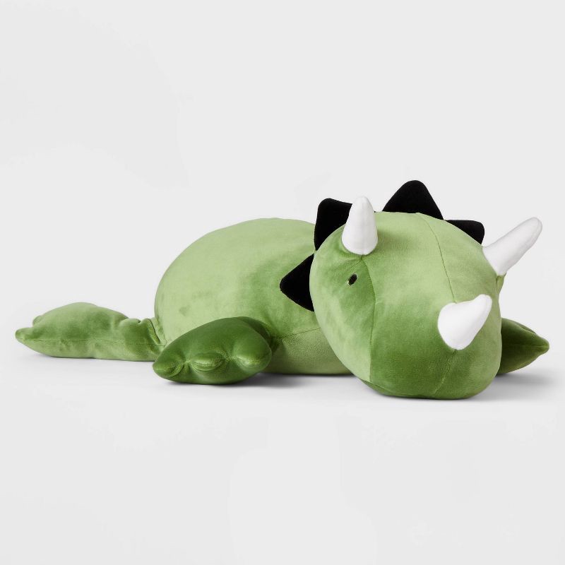 slide 1 of 6, Dinosaur Weighted Plush Kids' Throw Pillow Green - Pillowfort™, 1 ct