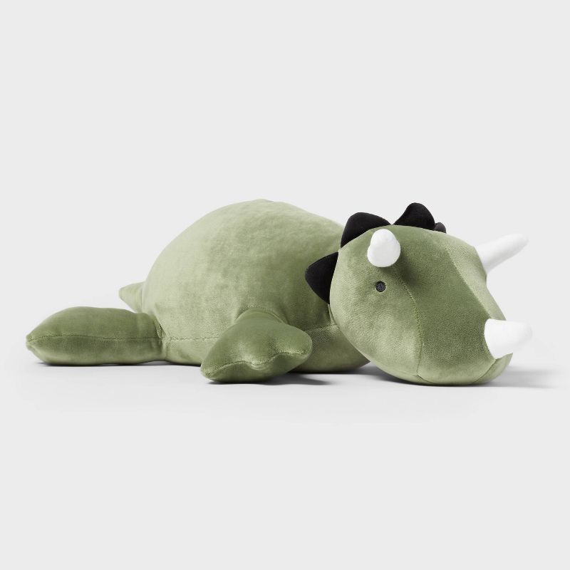 slide 1 of 6, Dinosaur Weighted Plush Kids' Throw Pillow Green - Pillowfort™, 1 ct