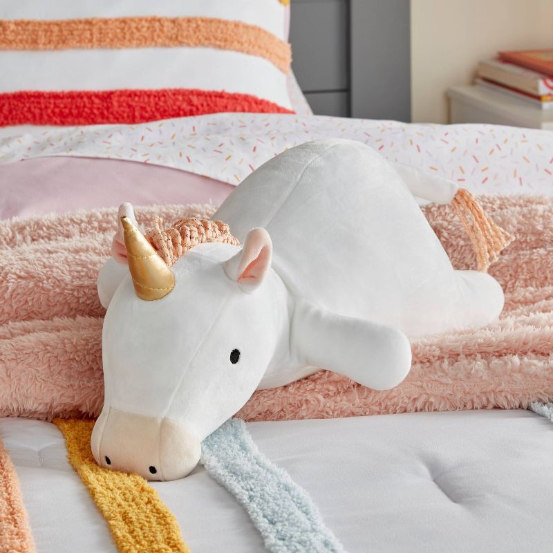 slide 2 of 5, Unicorn Weighted Plush Kids' Throw Pillow - Pillowfort™, 1 ct