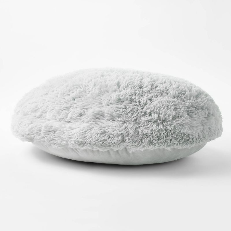 slide 2 of 6, Faux Fur Floor Kids' Pillow Gray - Pillowfort™, 1 ct