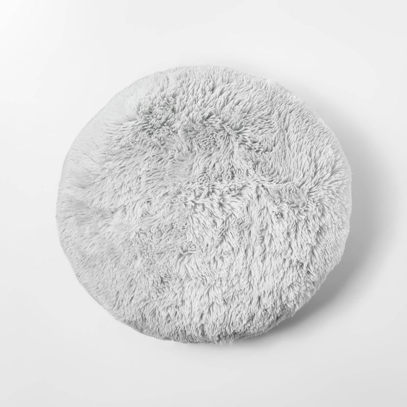 slide 1 of 6, Faux Fur Floor Kids' Pillow Gray - Pillowfort™, 1 ct