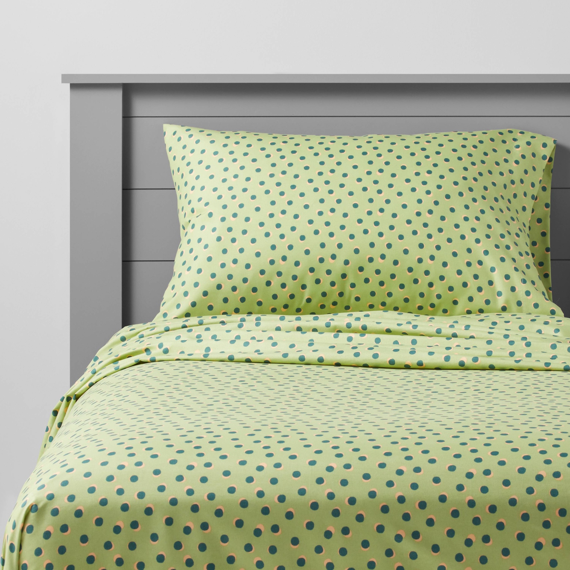 Twin Dotted Microfiber Sheet Set Green Pillowfort 1 ct Shipt