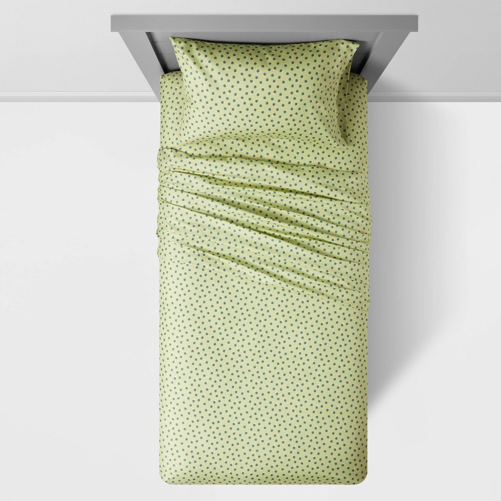 Twin Dotted Microfiber Sheet Set Green Pillowfort 1 ct Shipt