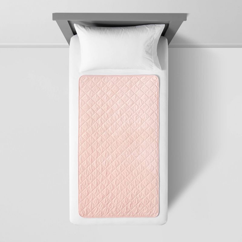 slide 2 of 4, Waterproof Sleep Anywhere Kids' Pad Pink - Pillowfort™: Quilted Velvet Mattress Pad, OEKO-TEX Certified, 54"x30", 1 ct