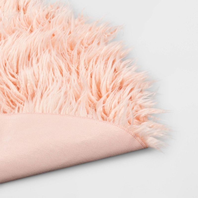 slide 4 of 4, 3' Faux Fur Round Kids' Rug Pink - Pillowfort™, 1 ct