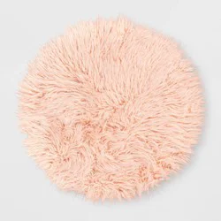 3&#x27; Faux Fur Round Kids&#x27; Rug Pink - Pillowfort™