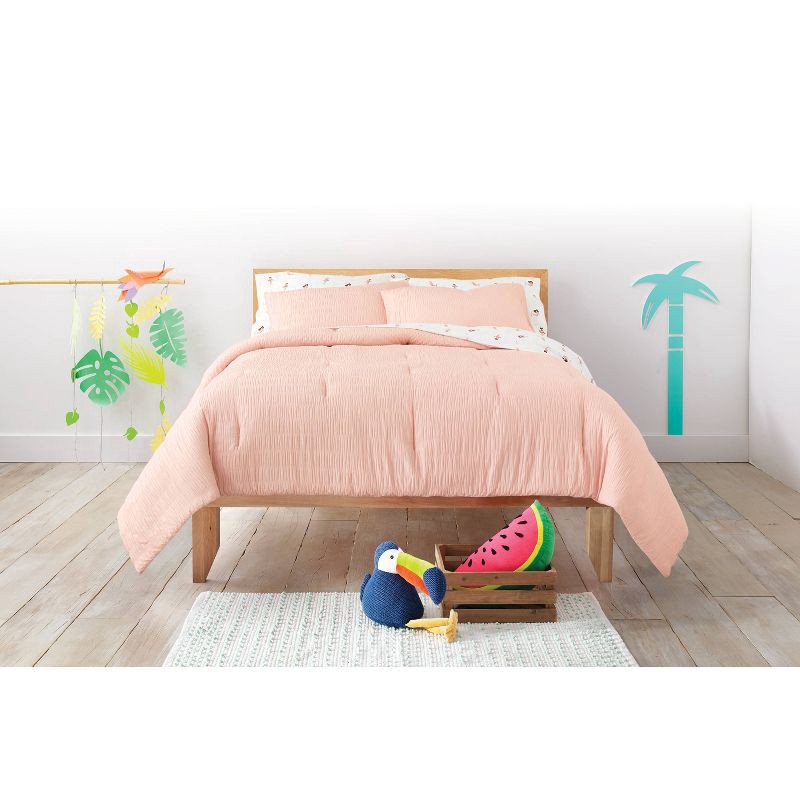 slide 4 of 4, Full/Queen Seersucker Kids' Comforter Set Pink - Pillowfort™, 1 ct