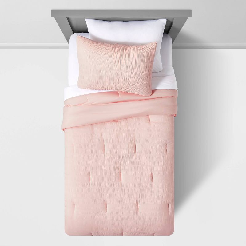 slide 3 of 4, Twin Seersucker Kids' Comforter Set Pink - Pillowfort™, 1 ct