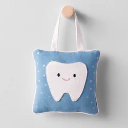 Kids' Tooth Fairy Pillow Blue - Pillowfort™: Star Pattern, Square Shape, Soft Plush, OEKO-TEX Certified