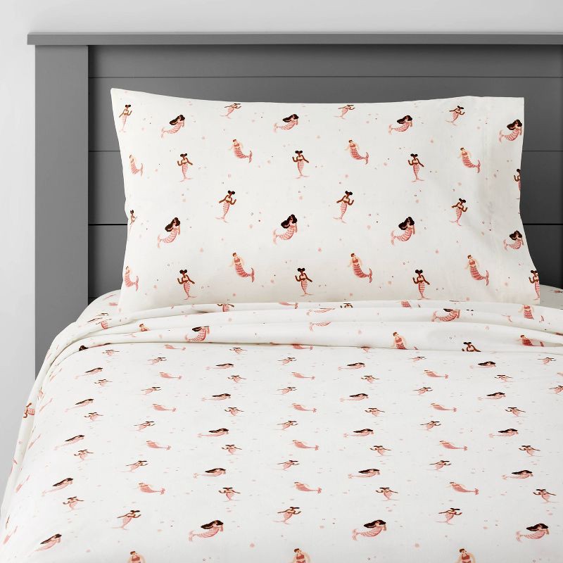 slide 1 of 4, Twin Mermaid Cotton Kids' Sheet Set - Pillowfort™, 1 ct