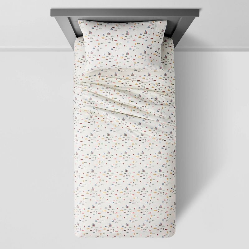 slide 3 of 4, Twin City Cars Cotton Kids' Sheet Set - Pillowfort™, 1 ct