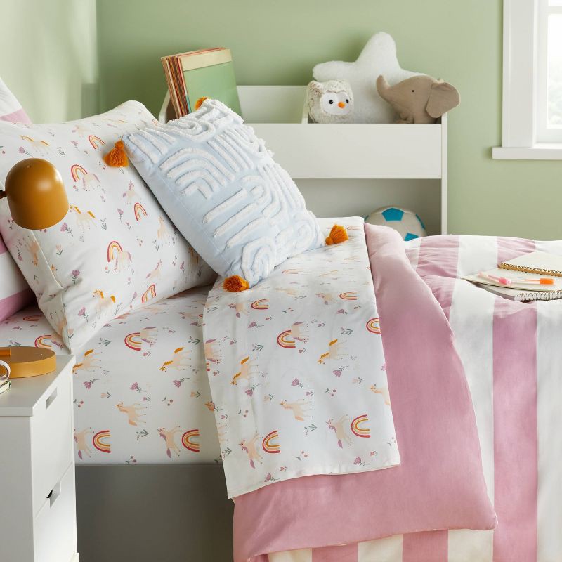 slide 2 of 4, Twin Unicorn Cotton Kids' Sheet Set - Pillowfort™, 1 ct
