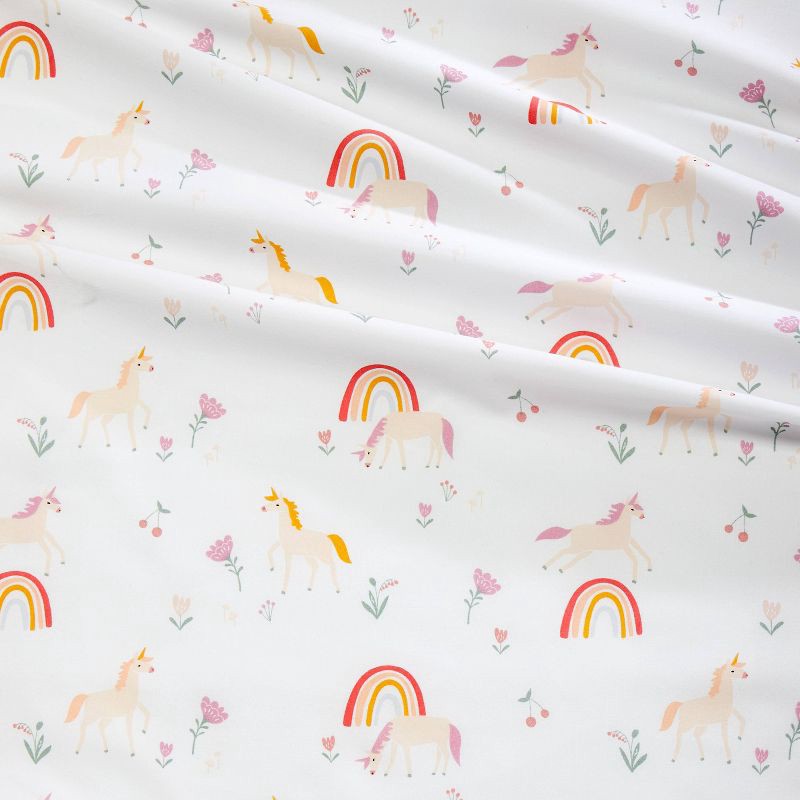slide 4 of 4, Full Unicorn Cotton Kids' Sheet Set - Pillowfort™: Full Size, Unicorn Bedding, Toddler Bedding, OEKO-TEX Certified, 1 ct