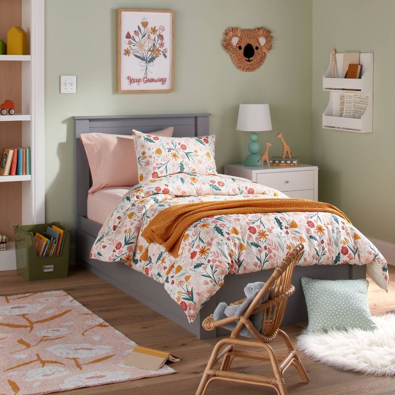 slide 2 of 6, Twin Garden Floral Kids' Comforter Set - Pillowfort™, 1 ct