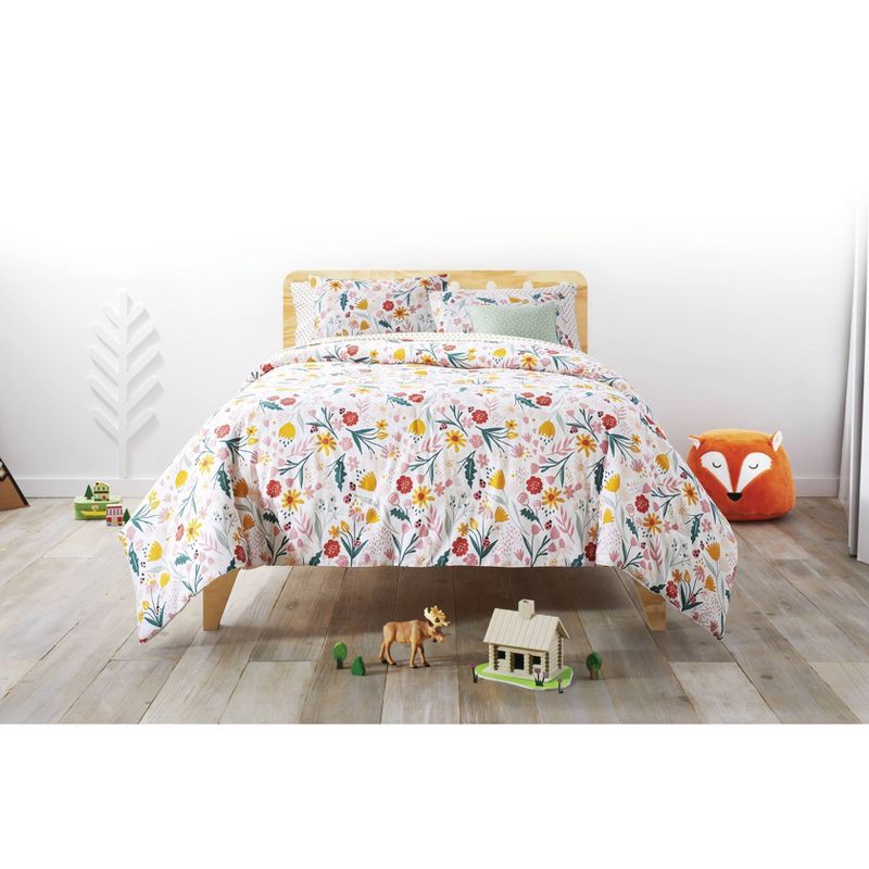slide 5 of 6, Twin Garden Floral Kids' Comforter Set - Pillowfort™: Girls Bedding, Twin Size, OEKO-TEX Certified, 2-Piece Set, 1 ct
