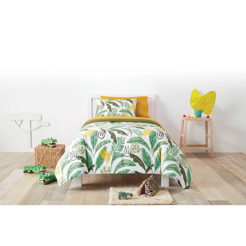 slide 7 of 7, Twin Botanical Garden Cotton Kids' Comforter Set Green - Pillowfort, 1 ct