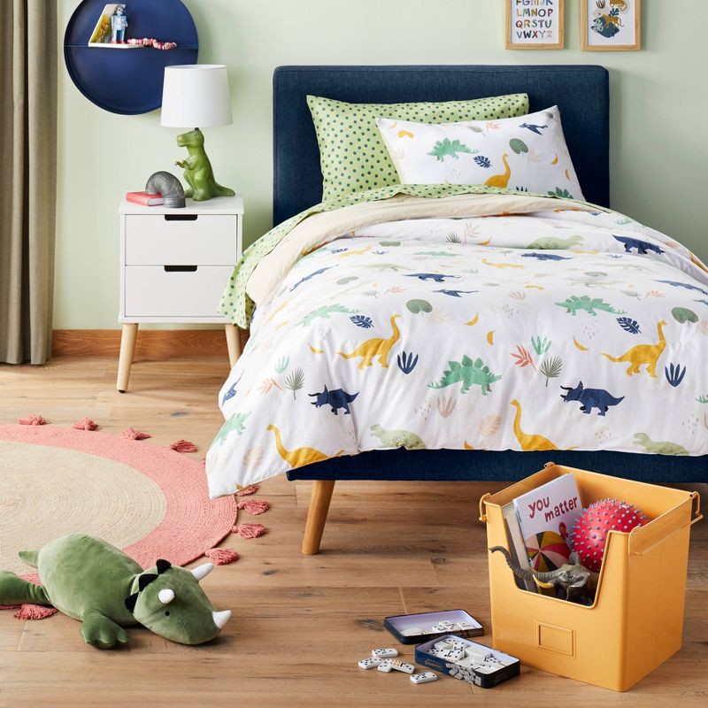 slide 5 of 5, Twin Dinosaur Kids' Comforter Set - Pillowfort™: Dinosaur Bedding, Twin Size, Kids Comforter, OEKO-TEX Certified, 1 ct