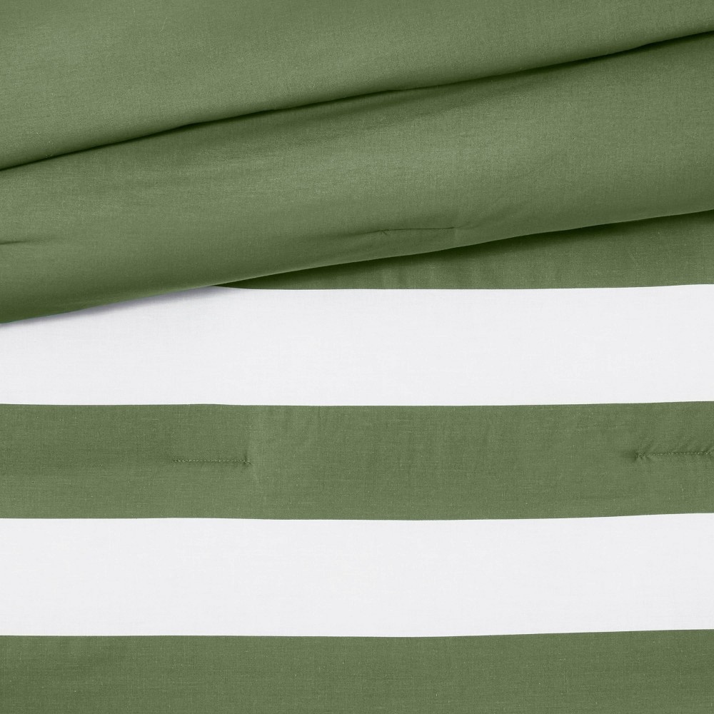 Twin Rugby Striped Cotton Comforter Set Green Pillowfort 1 ct Shipt