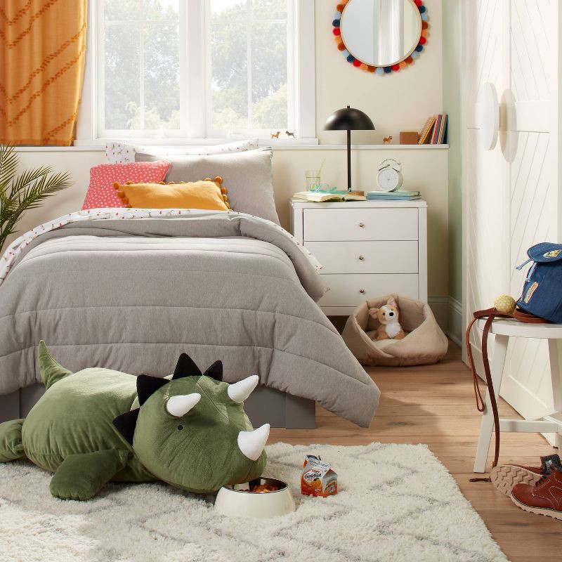 slide 2 of 4, Twin Channel Jersey Kids' Comforter Set Gray - Pillowfort™, 1 ct