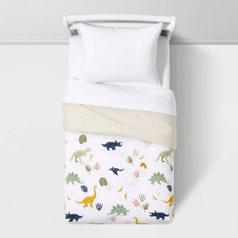 slide 2 of 4, Full/Queen Dinosaur Kids' Comforter Set - Pillowfort™: Multicolor, Cotton, 3-Piece, OEKO-TEX Certified, 1 ct