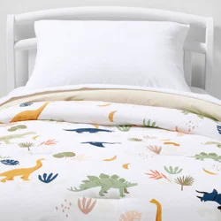 Full/Queen Dinosaur Kids' Comforter Set - Pillowfort™: Multicolor, Cotton, 3-Piece, OEKO-TEX Certified