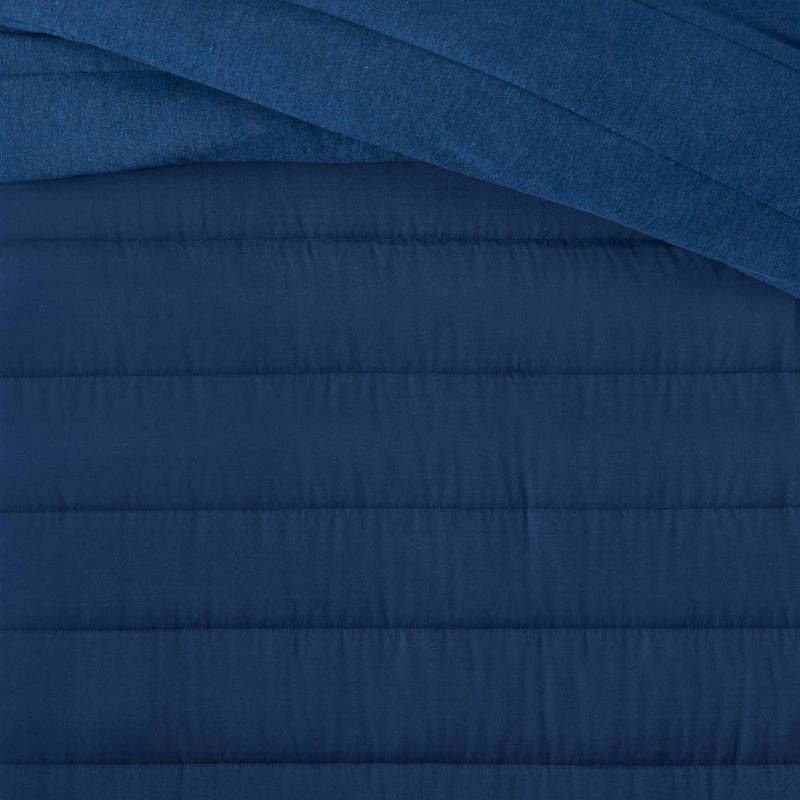 slide 3 of 4, Twin Channel Jersey Kids' Comforter Set Navy - Pillowfort™, 1 ct