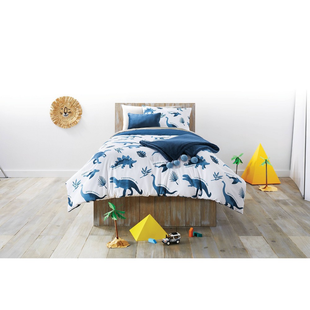 4pc Twin Dinosaur Comforter Set Watercolor Blue Pillowfort 1 ct Shipt