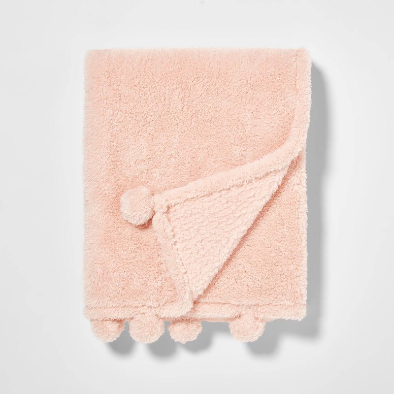 slide 1 of 4, Teddy Bear Plush Kids' Throw Pink - Pillowfort™, 1 ct