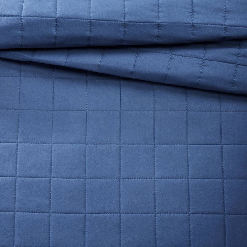 slide 4 of 5, Twin Box Stitch Microfiber Kids' Quilt Navy - Pillowfort™, 1 ct