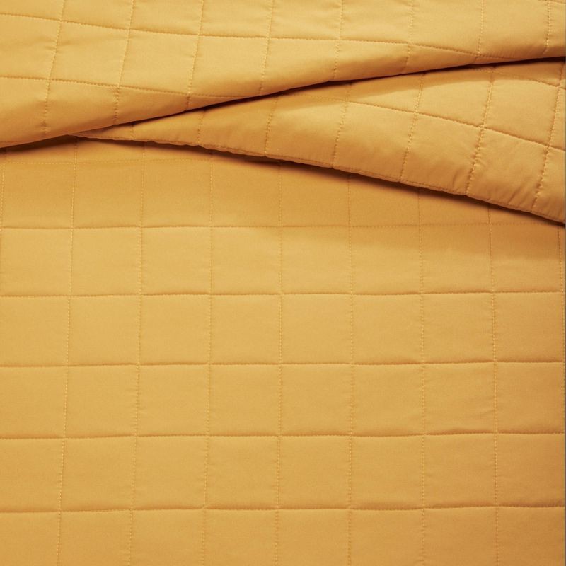 slide 4 of 6, Twin Box Stitch Microfiber Kids' Quilt Yellow - Pillowfort™, 1 ct
