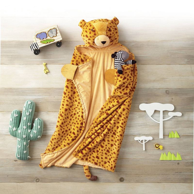 slide 4 of 4, Cheetah Kids' Hooded Blanket - Pillowfort, 1 ct