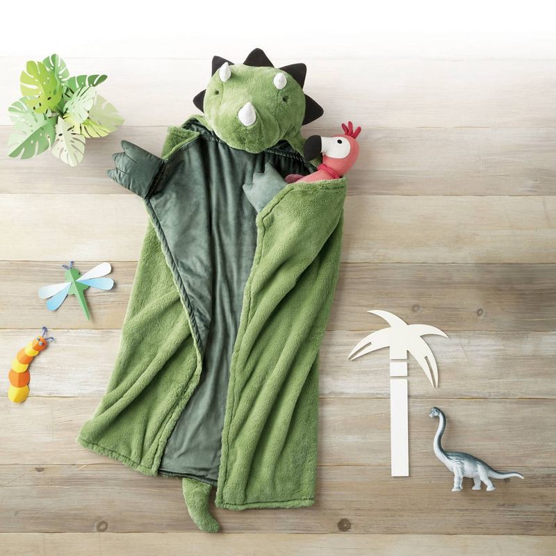 slide 4 of 4, Dinosaur Kids' Hooded Blanket - Pillowfort™, 1 ct