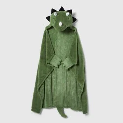 Dinosaur Kids' Hooded Blanket - Pillowfort™: Wearable Faux Fur, Green, OEKO-TEX Certified, 50"x40"