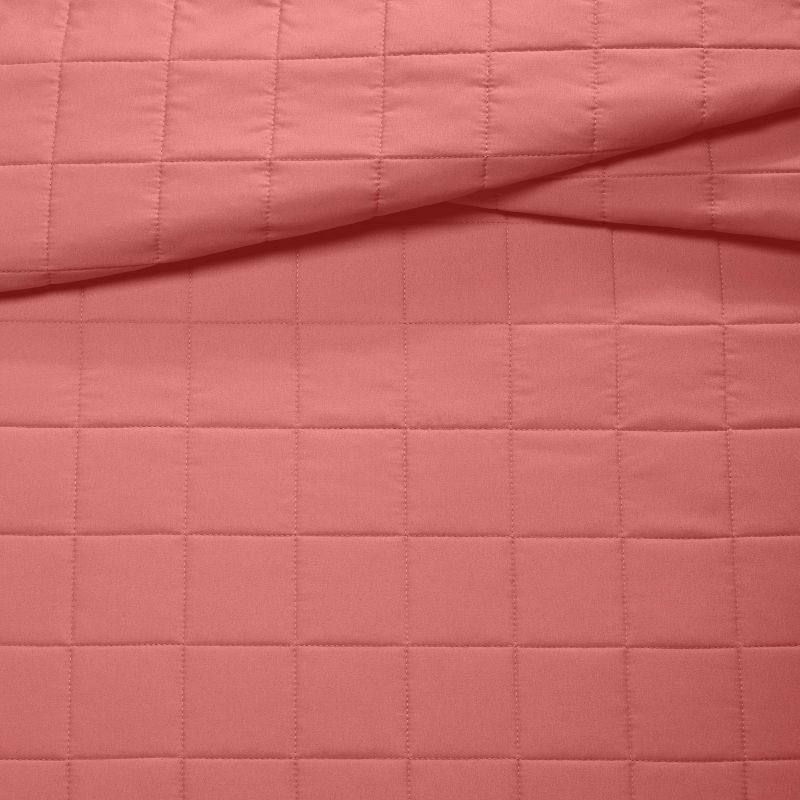 slide 3 of 4, Full/Queen Box Stitch Microfiber Kids' Quilt Faded Rose - Pillowfort™, 1 ct