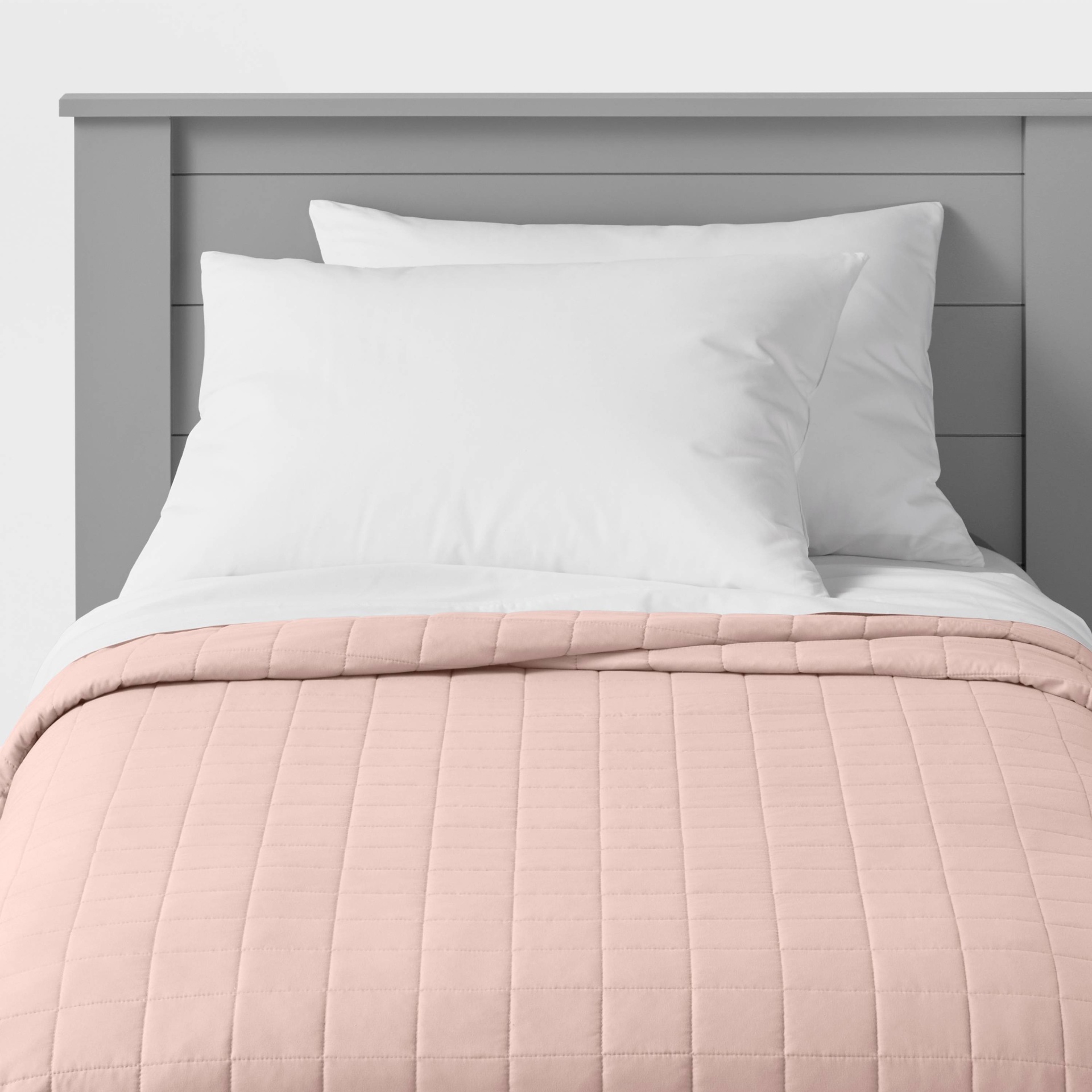 Twin Box Stitch Microfiber Quilt Pink Pillowfort 1 ct Shipt