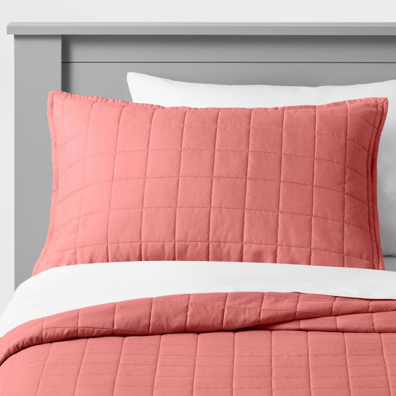 Box Stitch Microfiber Kids' Sham Faded Rose Pillowfort 1 ct Shipt