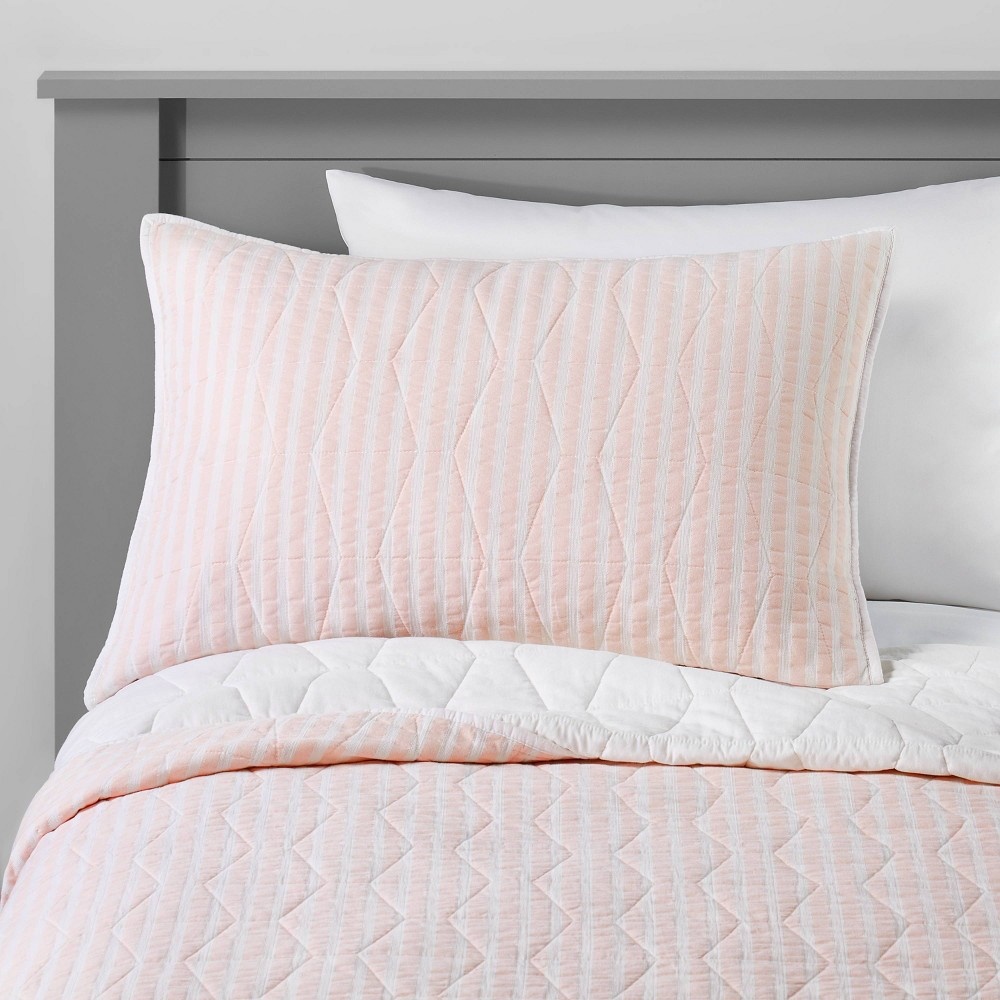 Chambray Stripes Sham Pink Pillowfort 1 ct Shipt