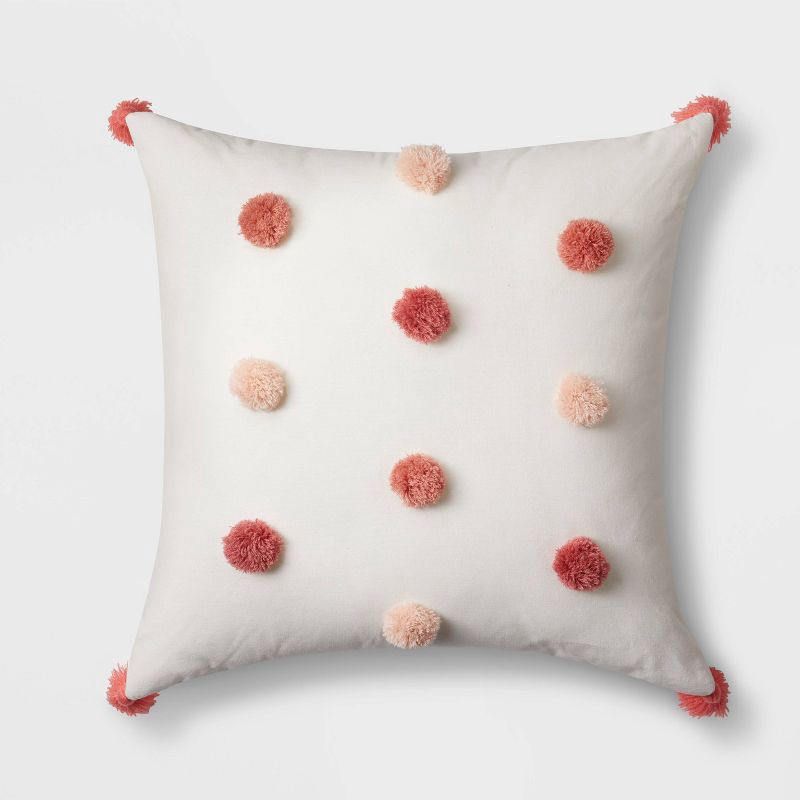 slide 1 of 6, Square Tassel Kids' Throw Pillow Pink - Pillowfort™, 1 ct