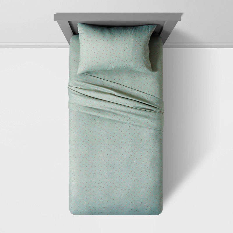 slide 3 of 4, Twin Ladybug Microfiber Kids' Sheet Set Mint - Pillowfort™: Twin Fitted Sheet, Polka Dots, OEKO-TEX Certified, 1 ct