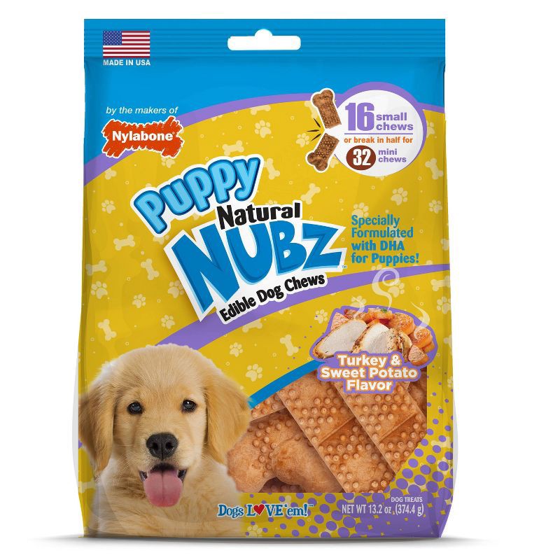 slide 6 of 8, Nylabone Nubz Puppy Turkey and Sweet Potato Dental Dog Treats - 13.2oz, 13.2 oz