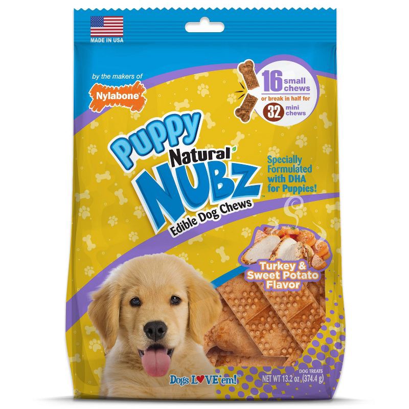 slide 1 of 8, Nylabone Nubz Puppy Turkey and Sweet Potato Dental Dog Treats - 13.2oz, 13.2 oz