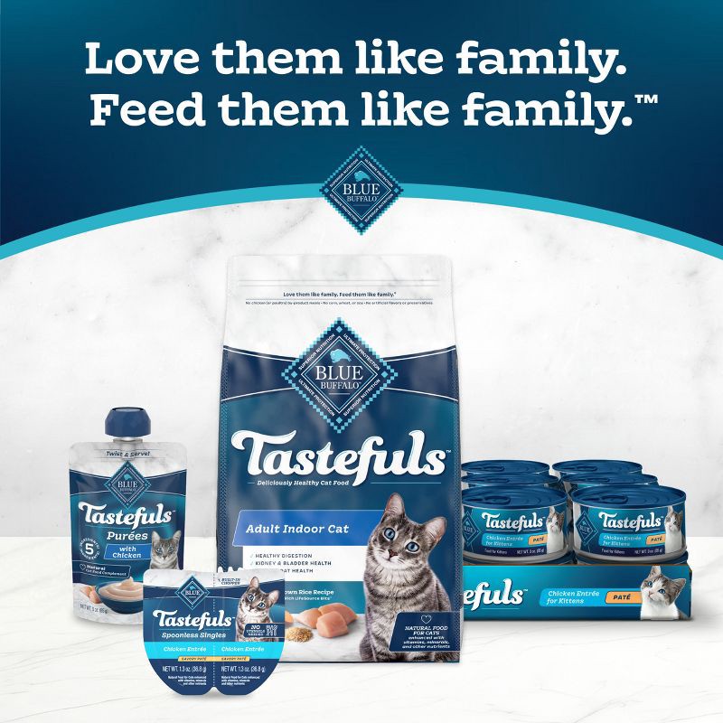 slide 9 of 11, Blue Buffalo Tastefuls Natural Pate Wet Cat Food Variety Pack Chicken, Turkey & Chicken and Seafood & Tuna - 5.5oz/12ct, 12 ct; 5.5 oz