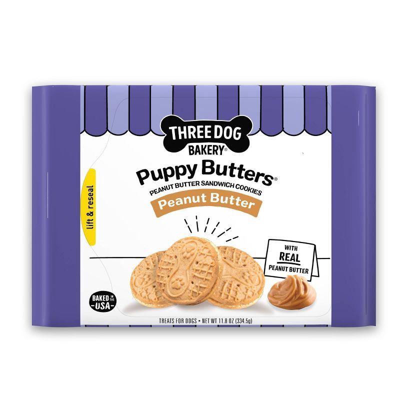 slide 1 of 9, Three Dog Bakery Puppy Peanut Butter Dog Treats - 11.8oz, 11.8 oz