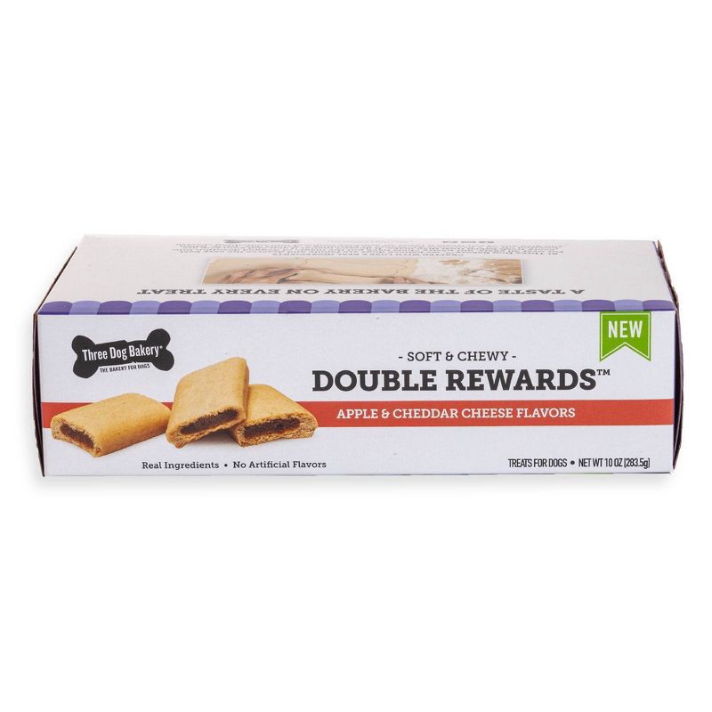 slide 6 of 7, Three Dog Bakery Double Rewards Chewy with Apple and Cheese Flavor Dog Treats - 10oz, 10 oz