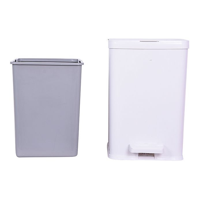 slide 1 of 2, Simply Essential Rectangle Step Trash Can - White/Grey, 2.25 gal